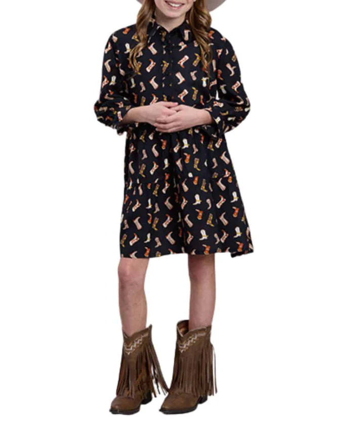 Roper Girl's Black Cowboy Boot Dress