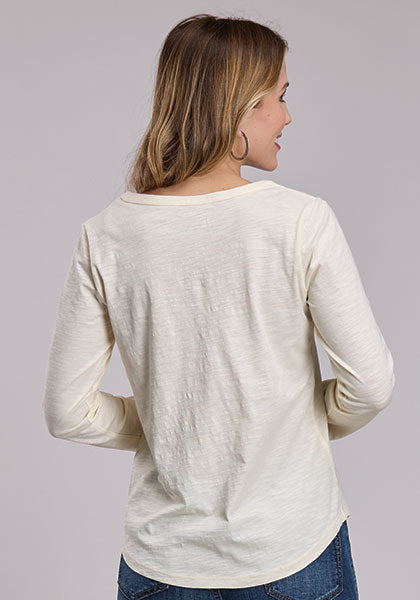 Roper Cream Slub Knit Blouse Long Sleeve
