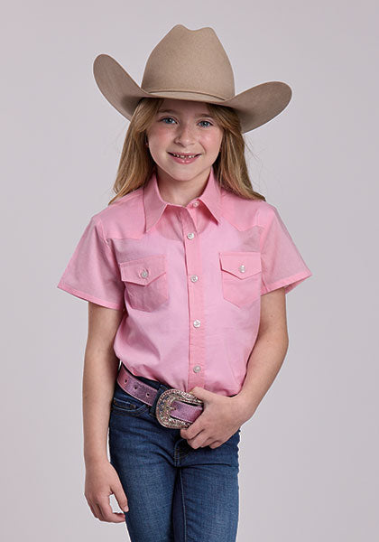 Roper Kid's Pink Button Up Short Sleeve Shirt
