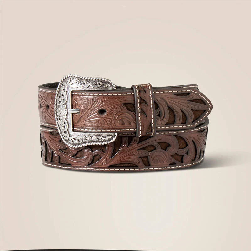 Ariat Women's Western Floral Embossed Leather Belt