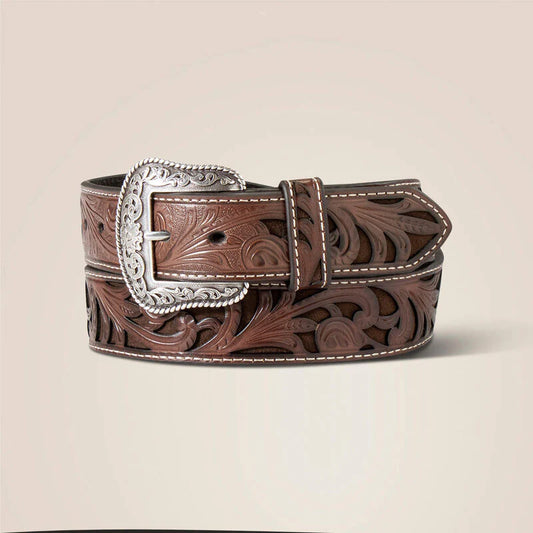 Ariat Women's Western Floral Embossed Leather Belt
