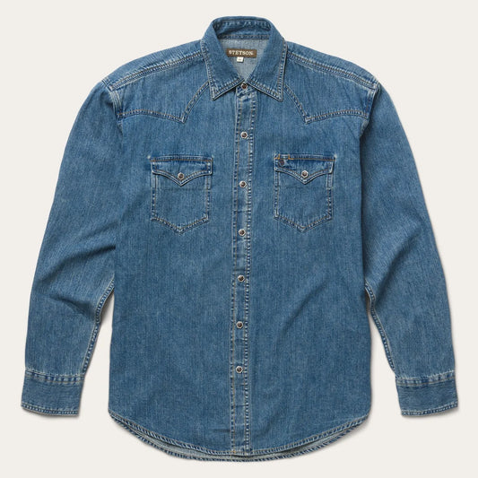 Stetson Men's Darkwash Denim Onyx Snap Long Sleeve Shirt