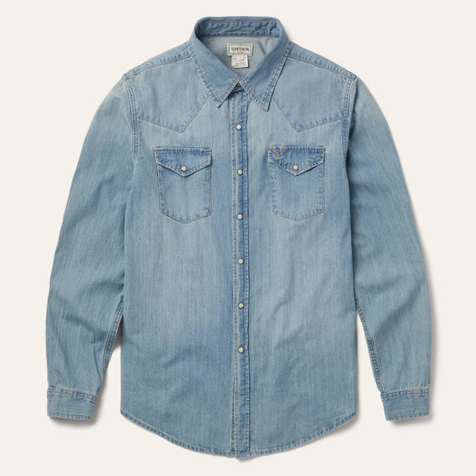 Stetson Men's Light Blue Denim Snap Long Sleeve Shirt