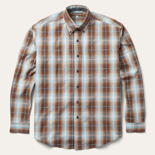 Stetson Men's Cocoa Ombre Plaid Snap Long Sleeve Shirt