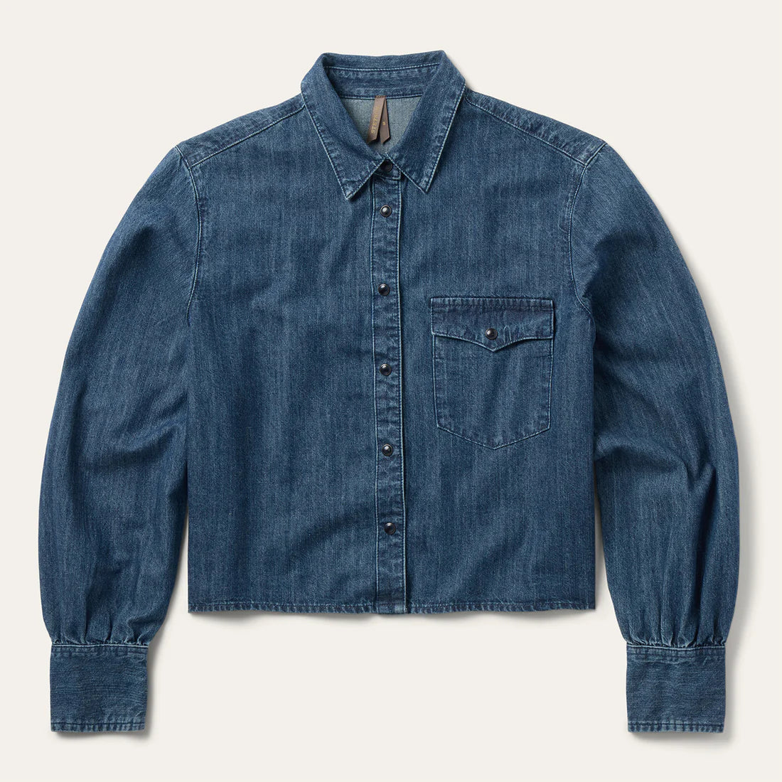 Stetson Women's Denim Crop Top Desert Embroidery Snap Long Sleeve Shirt