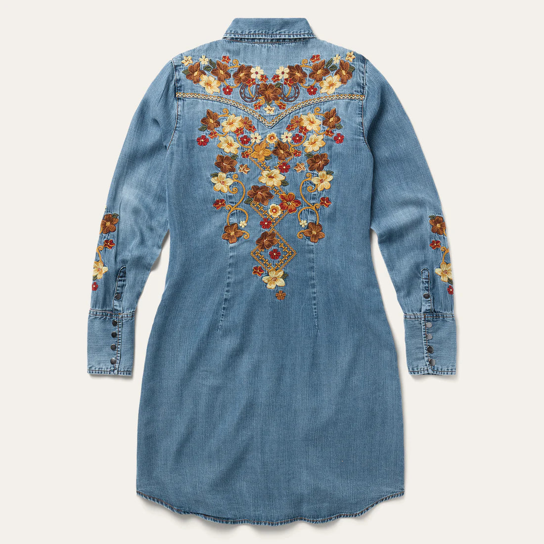 Stetson Women's Tencel Denim Embroidered Western Shirt Dress