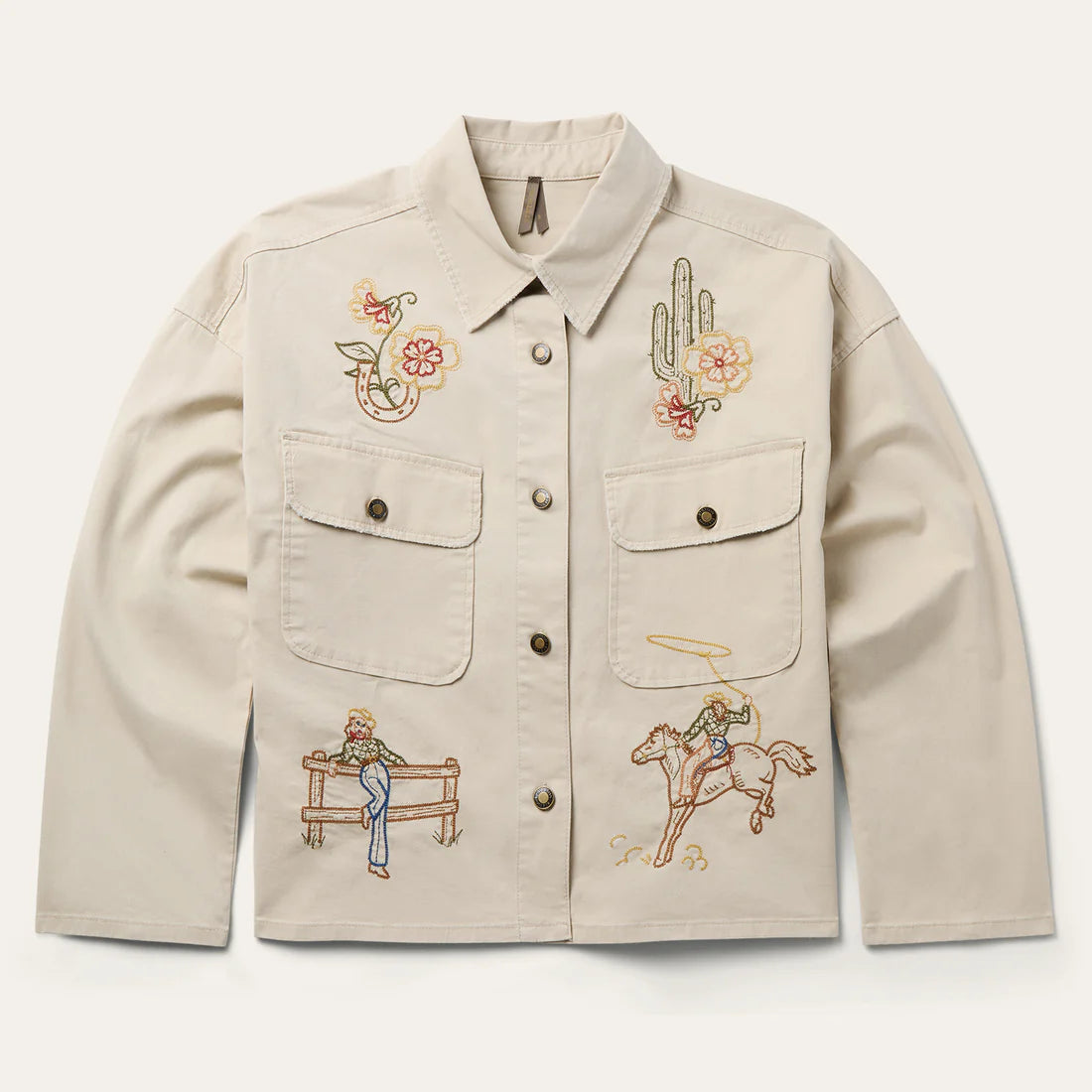 Stetson Women's Khaki Embroidered Button Long Sleeve Shirt