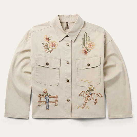 Stetson Women's Khaki Embroidered Button Long Sleeve Shirt