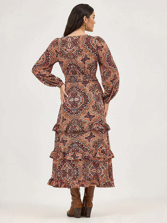 Wrangler Women's Brown Retro Vintage Maxi Dress