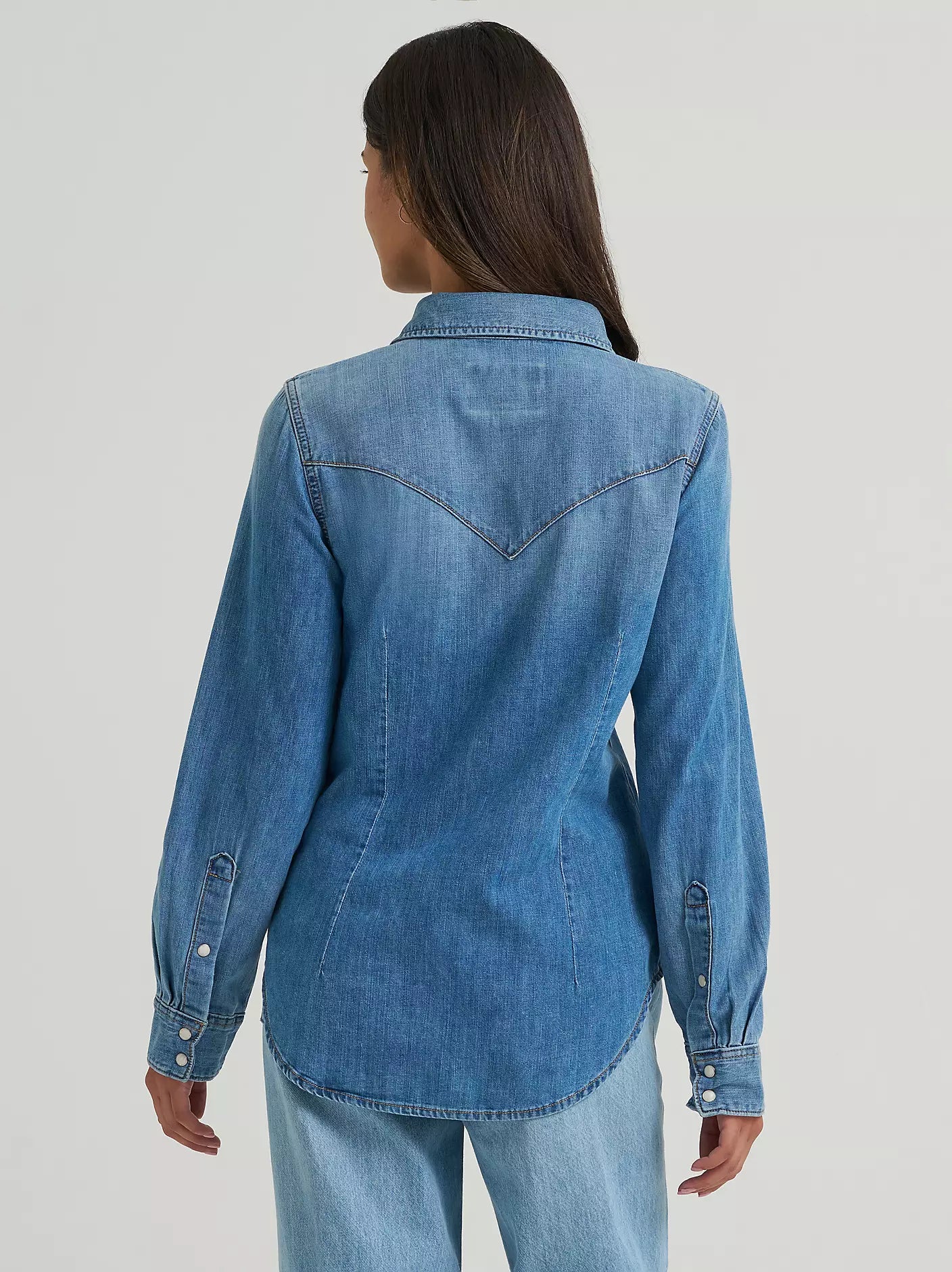 Wrangler Women's Denim Snap Long Sleeve Shirt
