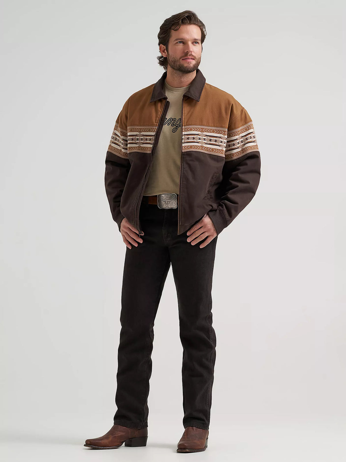Wrangler Men's Chocolate Torte Aztec Bomber Jacket
