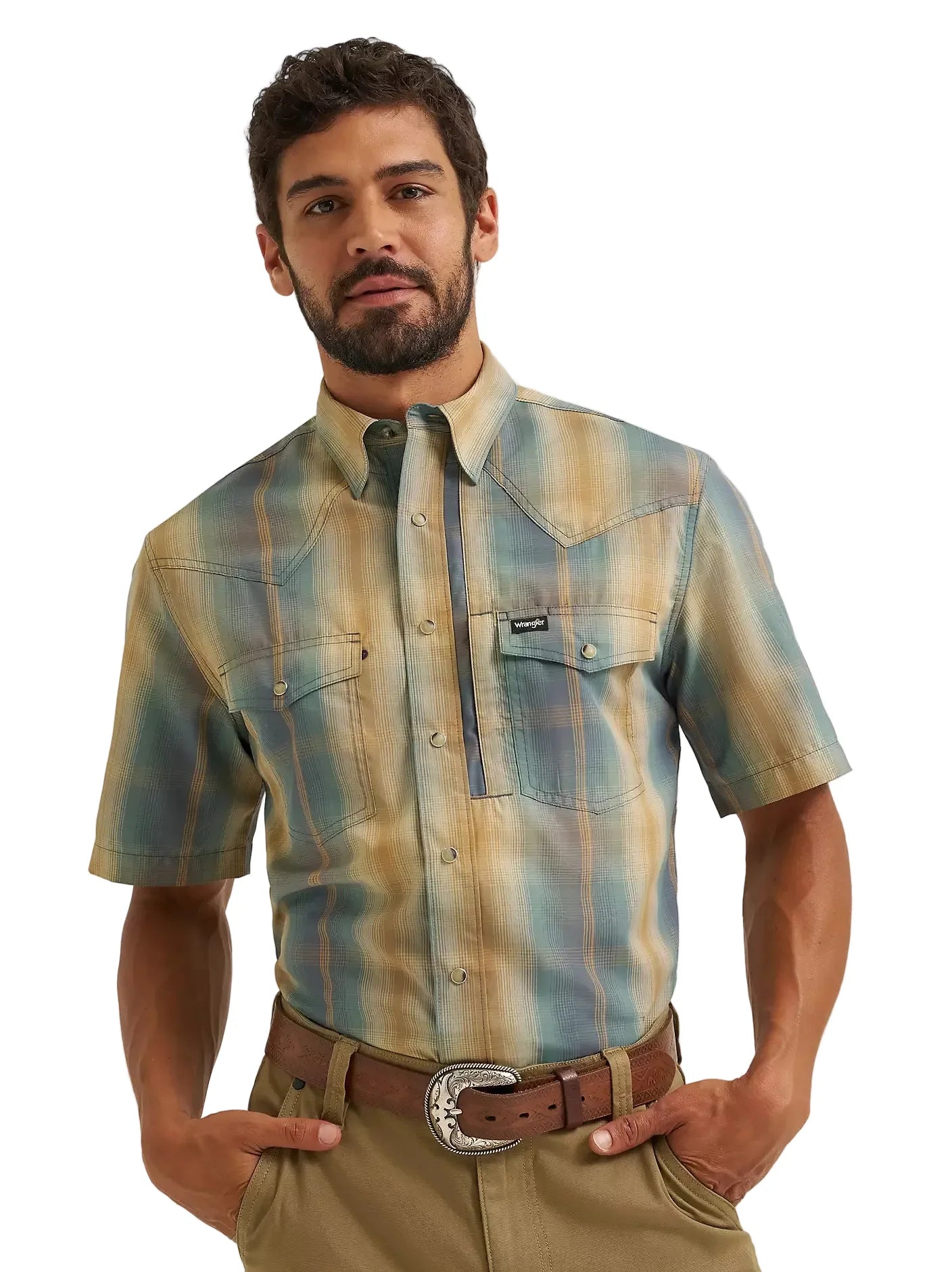 Wrangler All Terrain Gear Men's Performance Plaid Shirt Turbulence