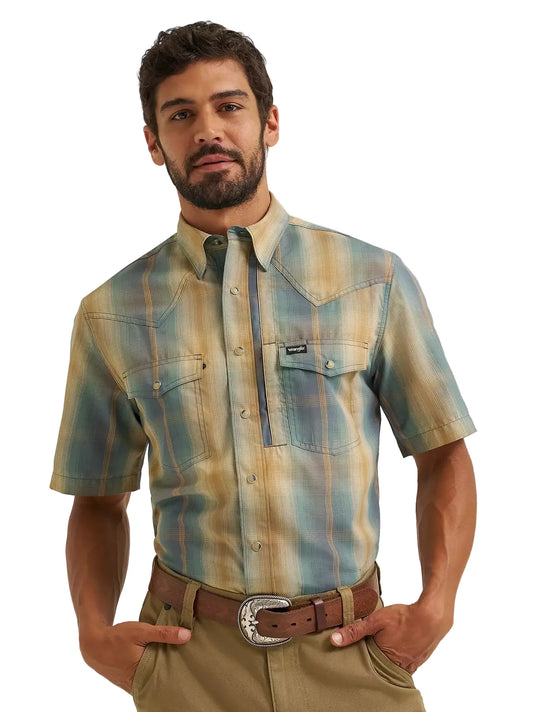 Wrangler All Terrain Gear Men's Performance Plaid Shirt Turbulence