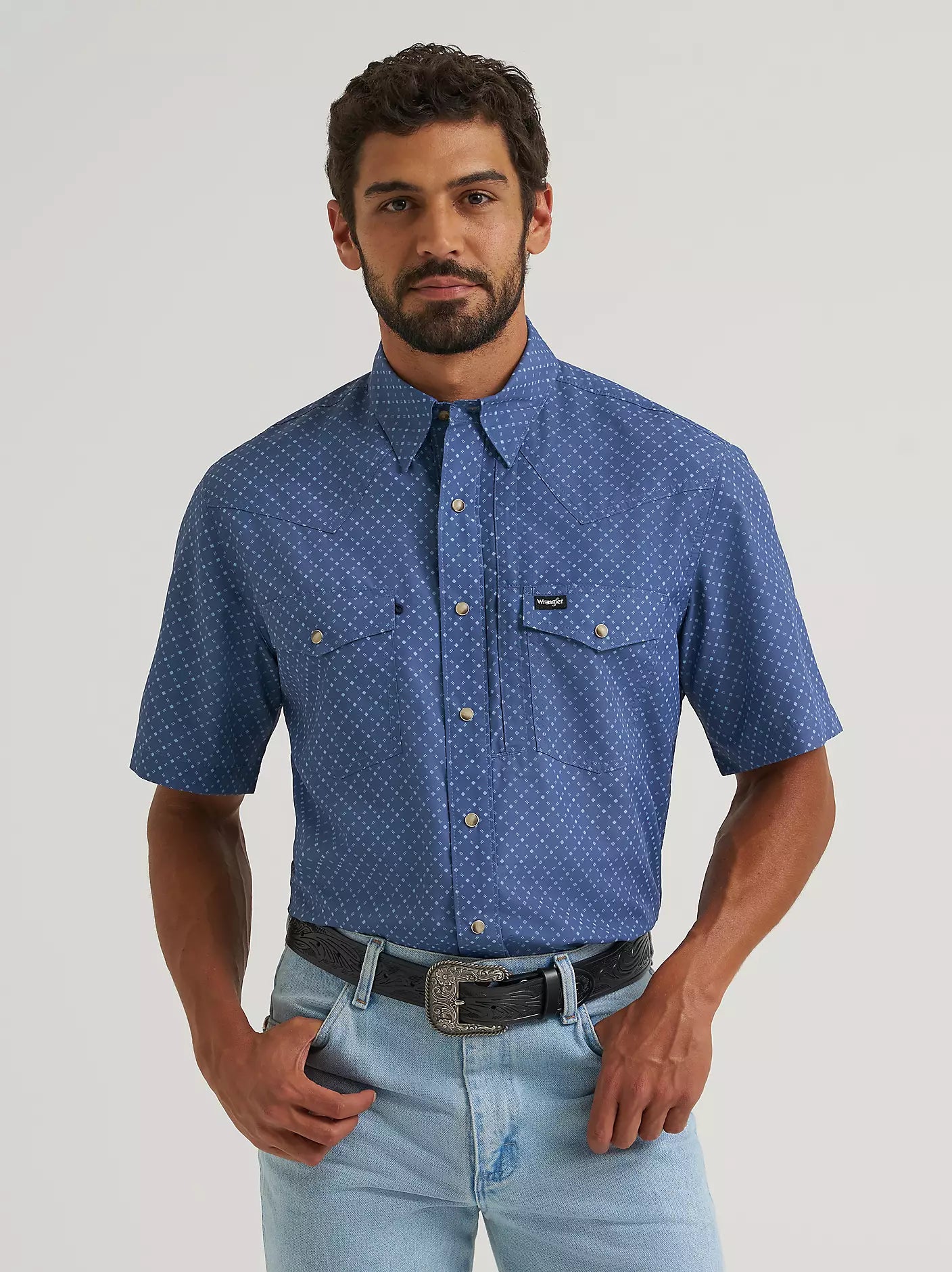 Wrangler Men's ATG Blue Pearl Snap Shirt