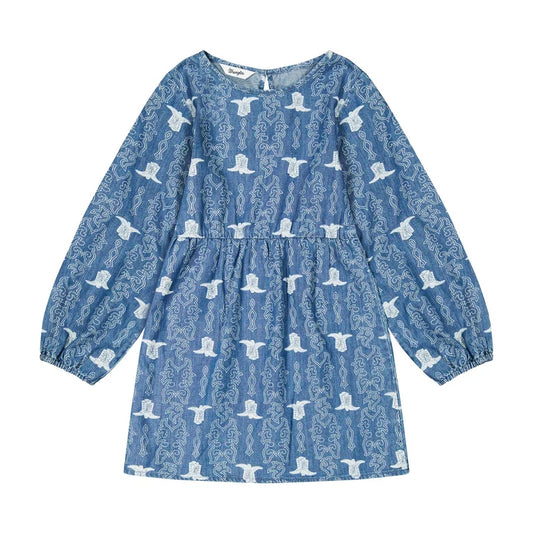 Girl's Wrangler Blue Western Print Dress