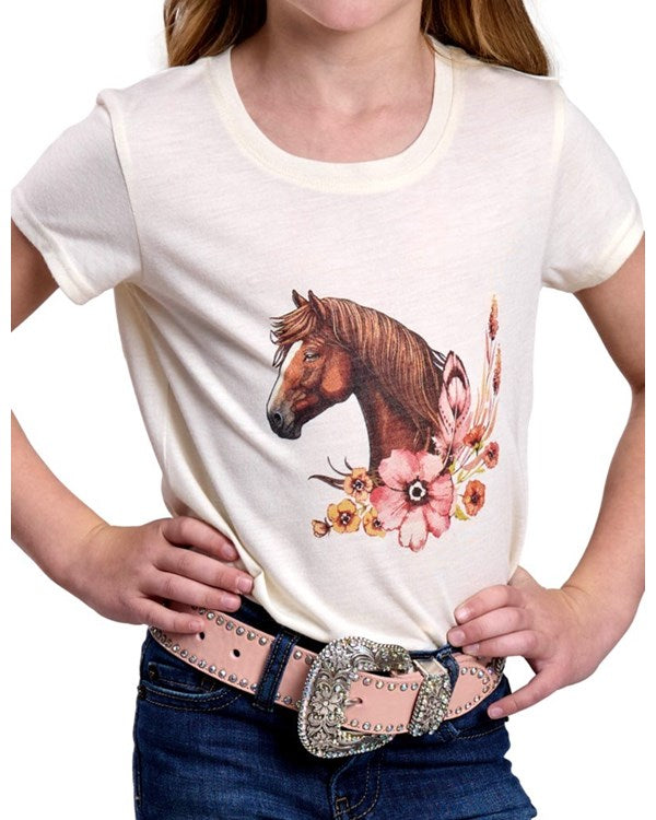 Roper Kid's Cream Horse Tee Shirt