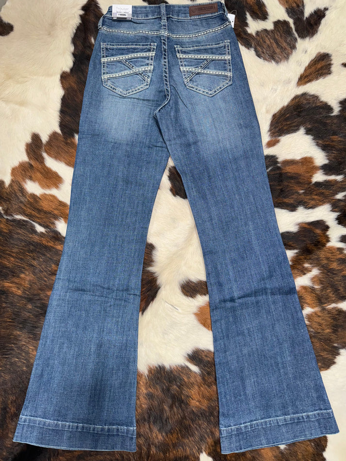 R&R Women's Medium Vintage Crossed EMB Mid Rise Trouser Pant