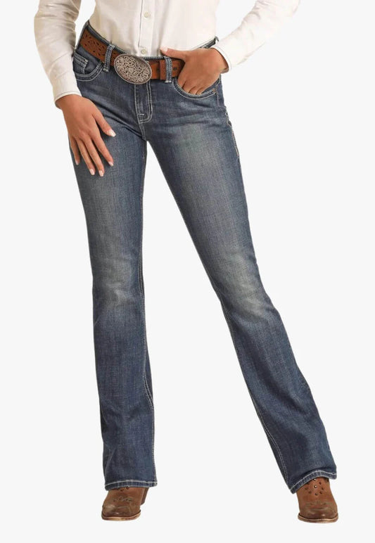 R&R Women's Medium Vintage Riding Boot Cut Jean