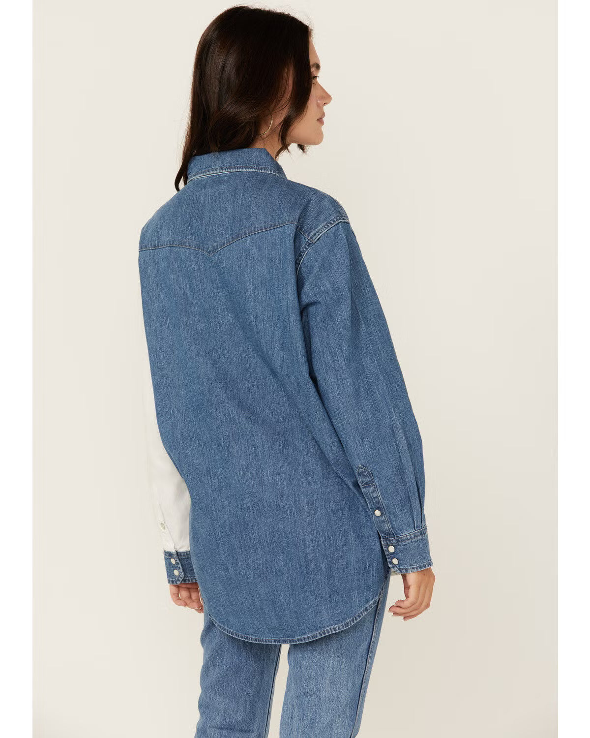 Wrangler Women's Denim Colorblock Long Sleeve Shirt