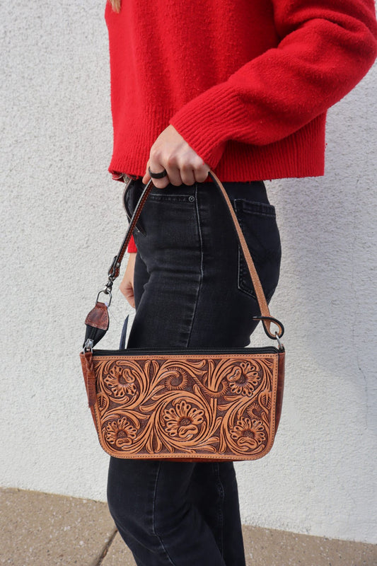 Tooled Leather Clutch