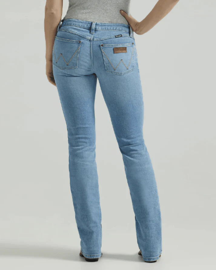 Wrangler Women's Retro Dillon Light Wash Mid Rise Mae Stretch Bootcut Jeans