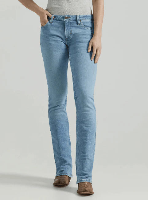 Wrangler Women's Retro Dillon Light Wash Mid Rise Mae Stretch Bootcut Jeans