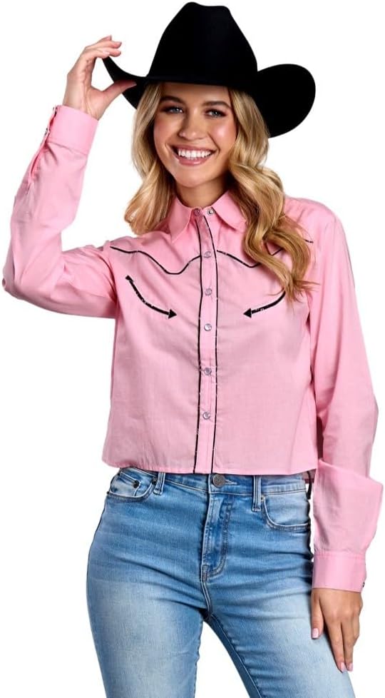Roper Women's Solid Pink Cotton Western Snap Blouse