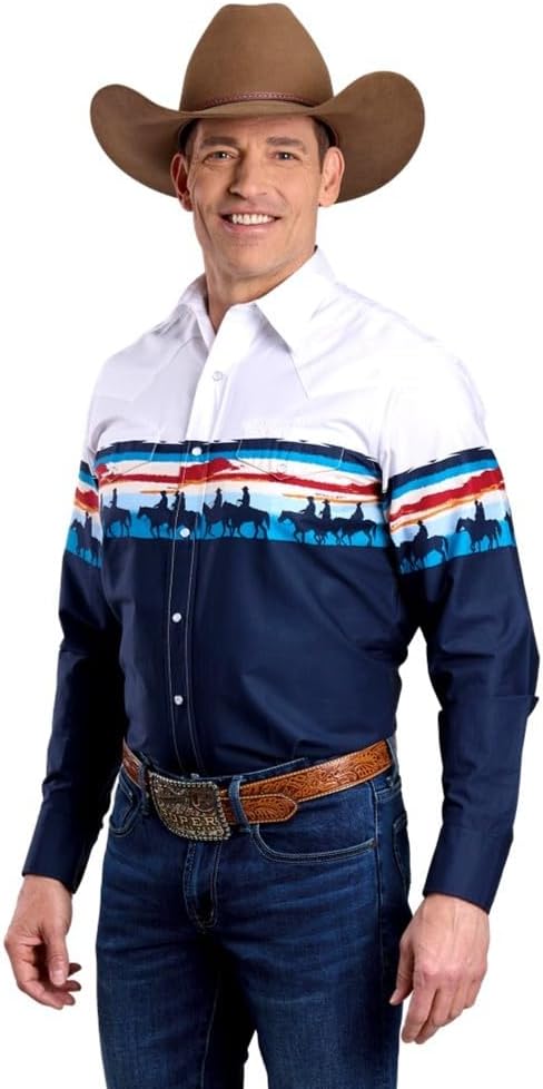 Roper Men's Sunset Border Snap Long Sleeve Shirt