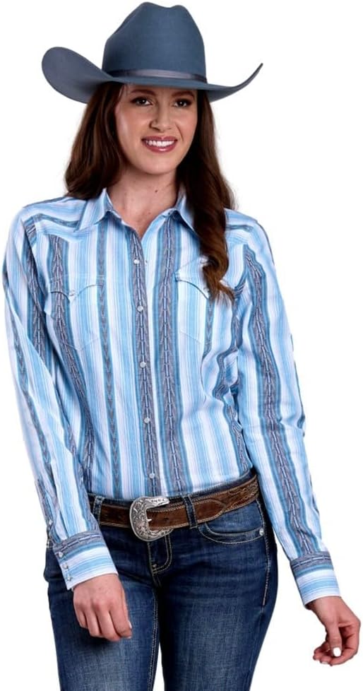 Roper Women's Blue Plaid Snap Long Sleeve Shirt