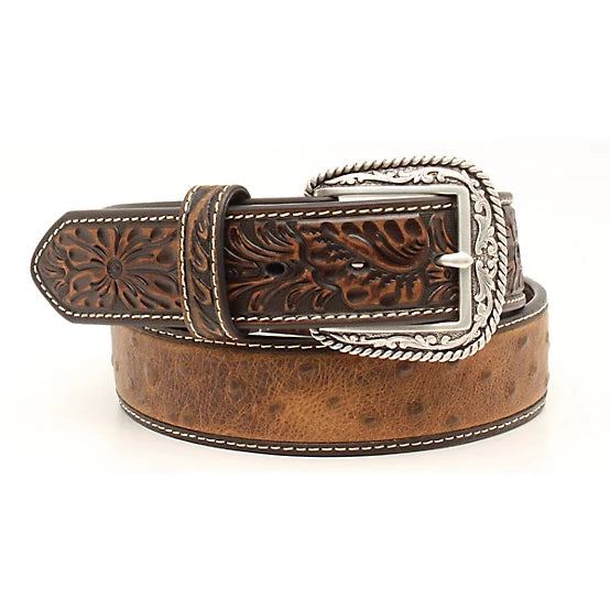 Ariat Men's Ostrich Print Tooled Belt