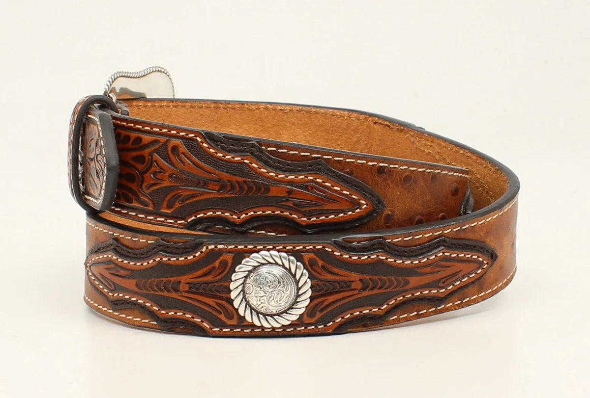 Ariat Men's Brown Concho Ostrich Print Belt