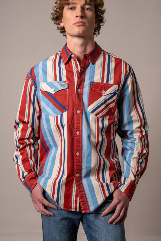 Kimes Clancy Red & White Button Long Sleeve Shirt