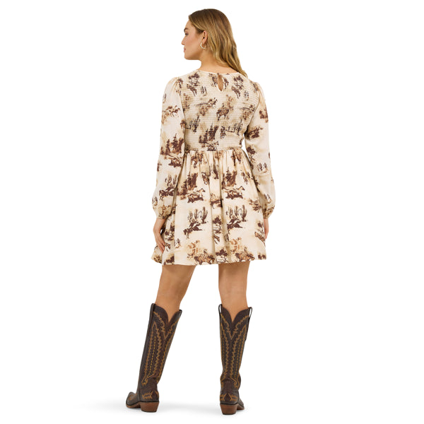 Wrangler Women's Cream Retro Americana Smocked Dress