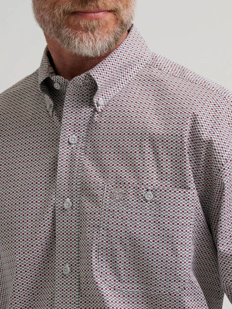 Men's Wrangler White George Strait Dotted Button Up Long Sleeve Shirt