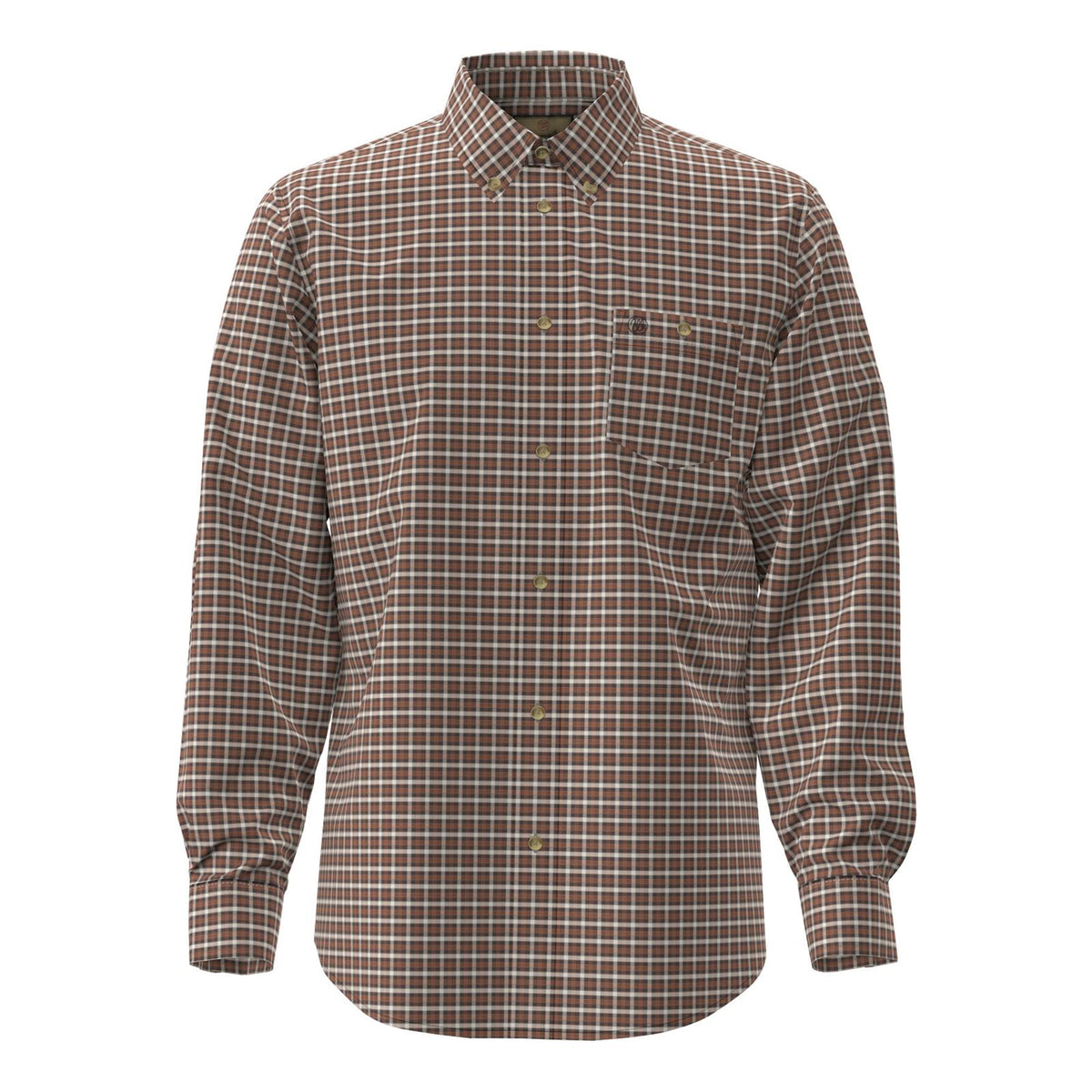 Wrangler Men's Orange/Black/White Plaid Button Down Long Sleeve Shirt
