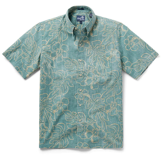 Reyn Spooner Green Monstera Ink BTFR Short Sleeve Shirt