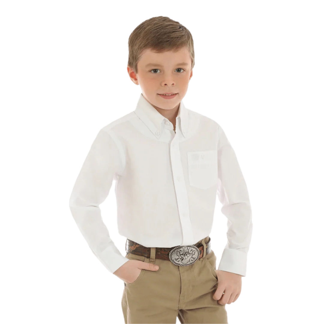 Wrangler Kid's White Fashion Button Long Sleeve Shirt