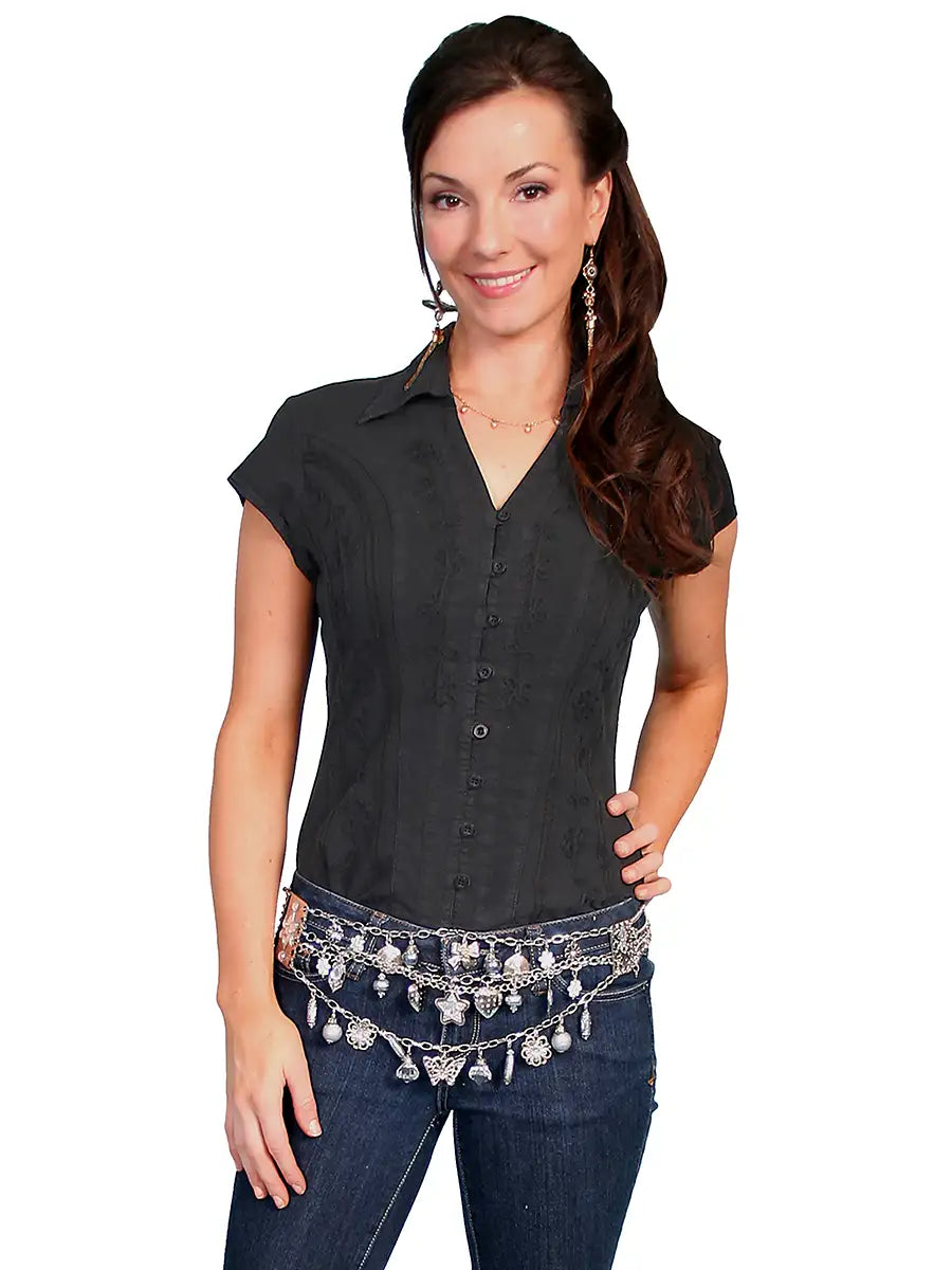 Scully Black Cap Sleeve Blouse