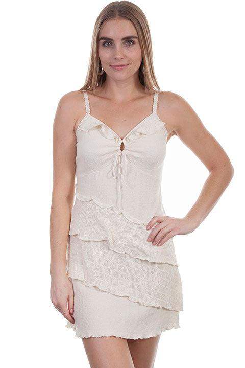 Scully Women's Cream Cotton Layered Keyhole Dress
