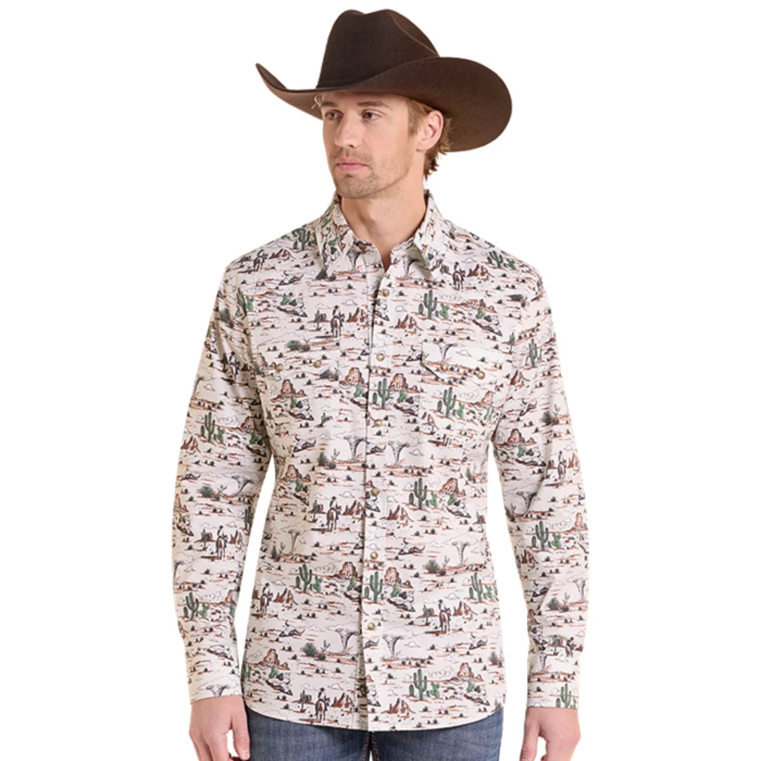 Rock & Roll Men's Convo Print Snap Long Sleeve Shirt