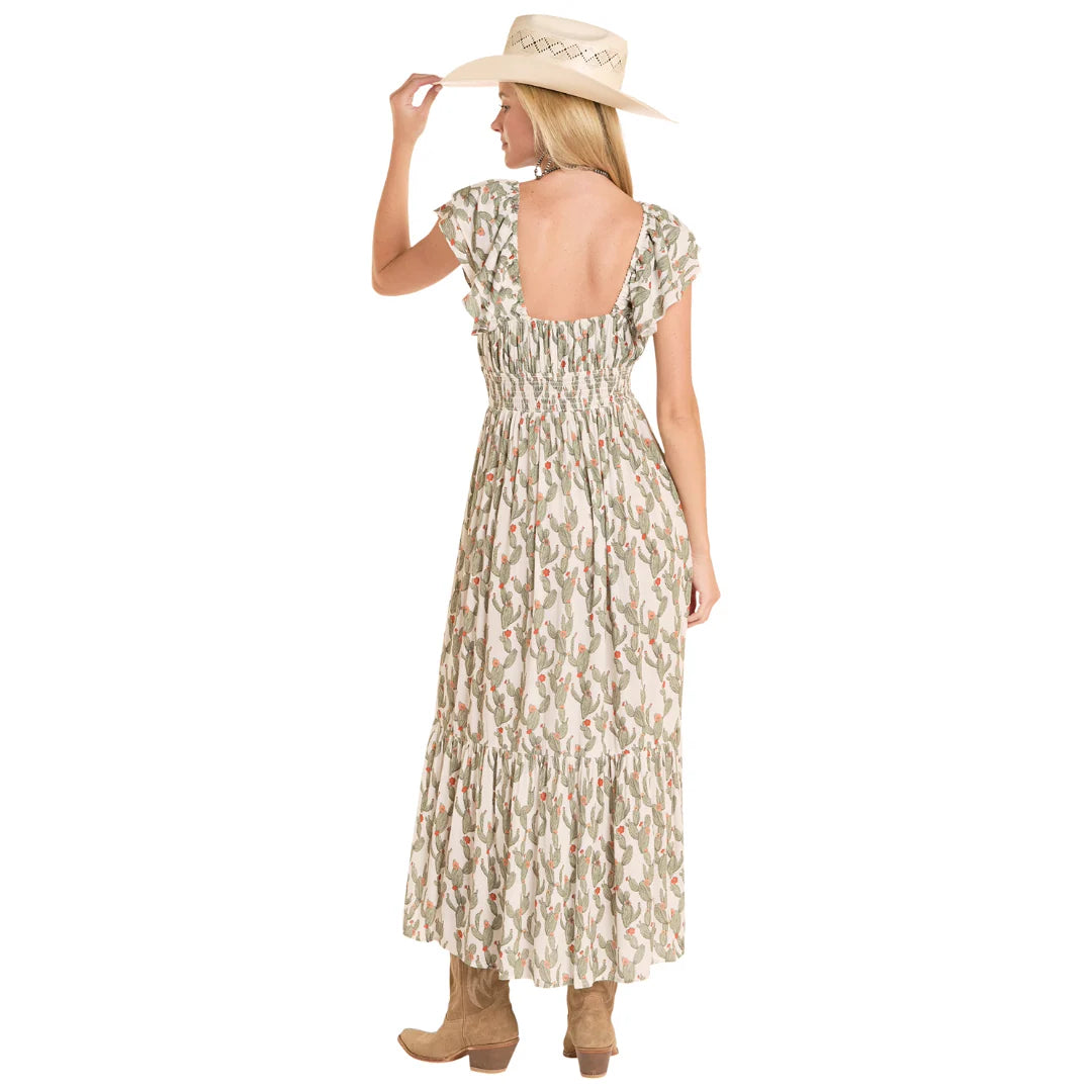 XL Rock & Roll Women's Jade Cactus Print Dress