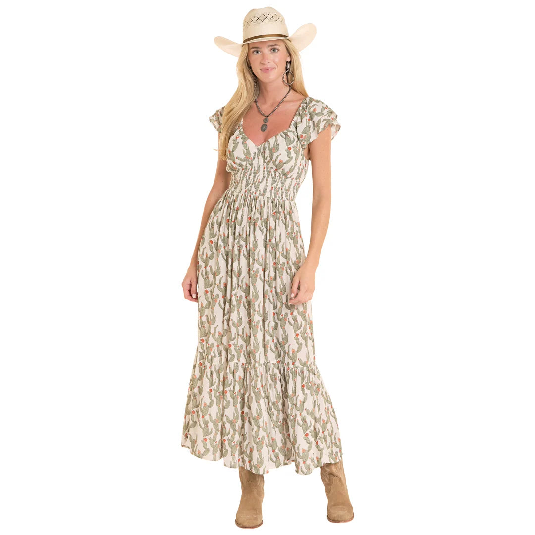 XL Rock & Roll Women's Jade Cactus Print Dress