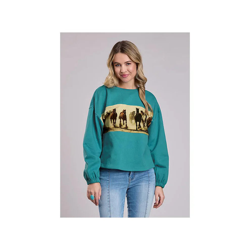 Roper Teal Horse Sweater