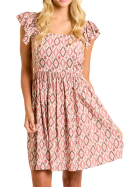 Rock & Roll Women's Rose/Mauve Aztec Print Minidress