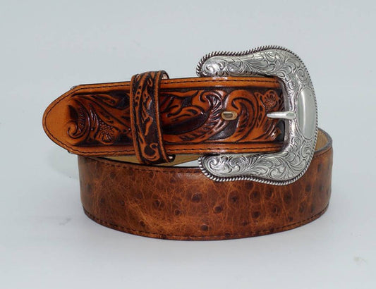 Tony Lama Men's RUST OSTRCH Belt