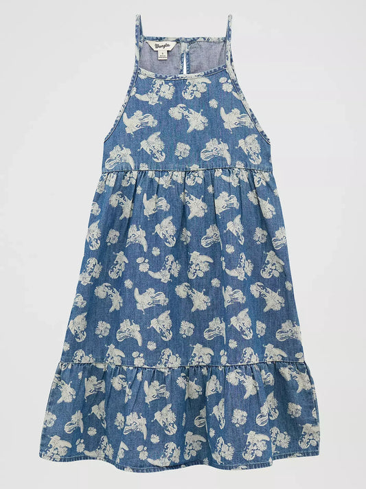 Wrangler Girl's Western Print Denim Dress