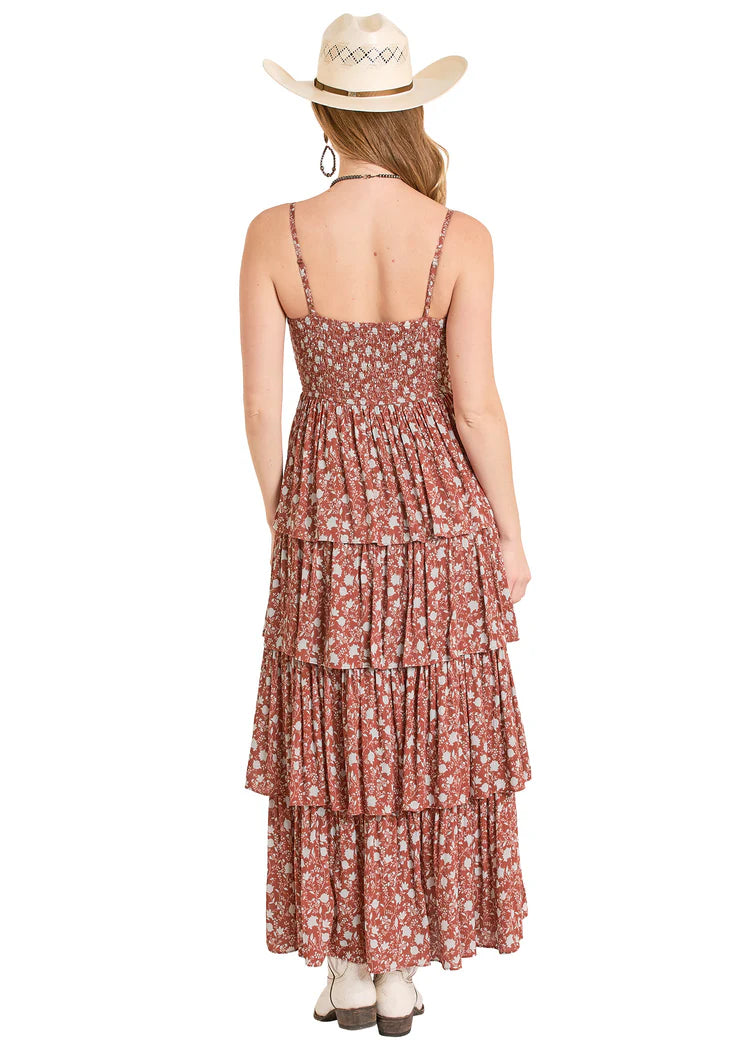 Rock & Roll Women's Rust Tiered Maxi Dress