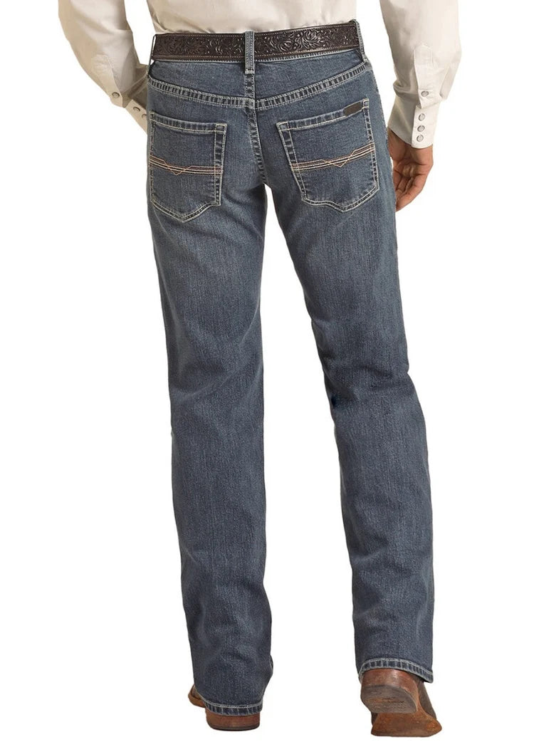 Rock & Roll Men's Medium Vintage 46 Slim Fit Straight Boot Cut Jean