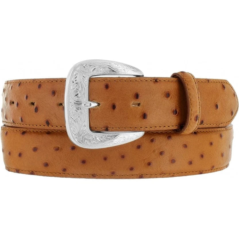 Tony Lama Tan Ostrich Print Belt