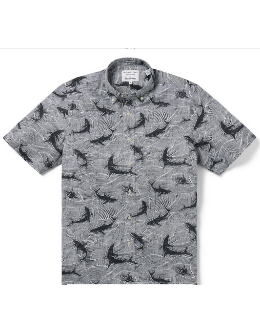 Reyn Spooner Black/White Mano By Dietrich Varez Short Sleeve Shirt